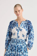 Shop Lola Silk Shirt | Blue/White - Lola Australia