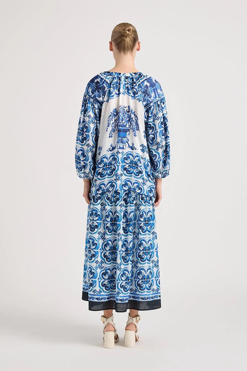 Shop Lola Silk Shirt | Blue/White - Lola Australia