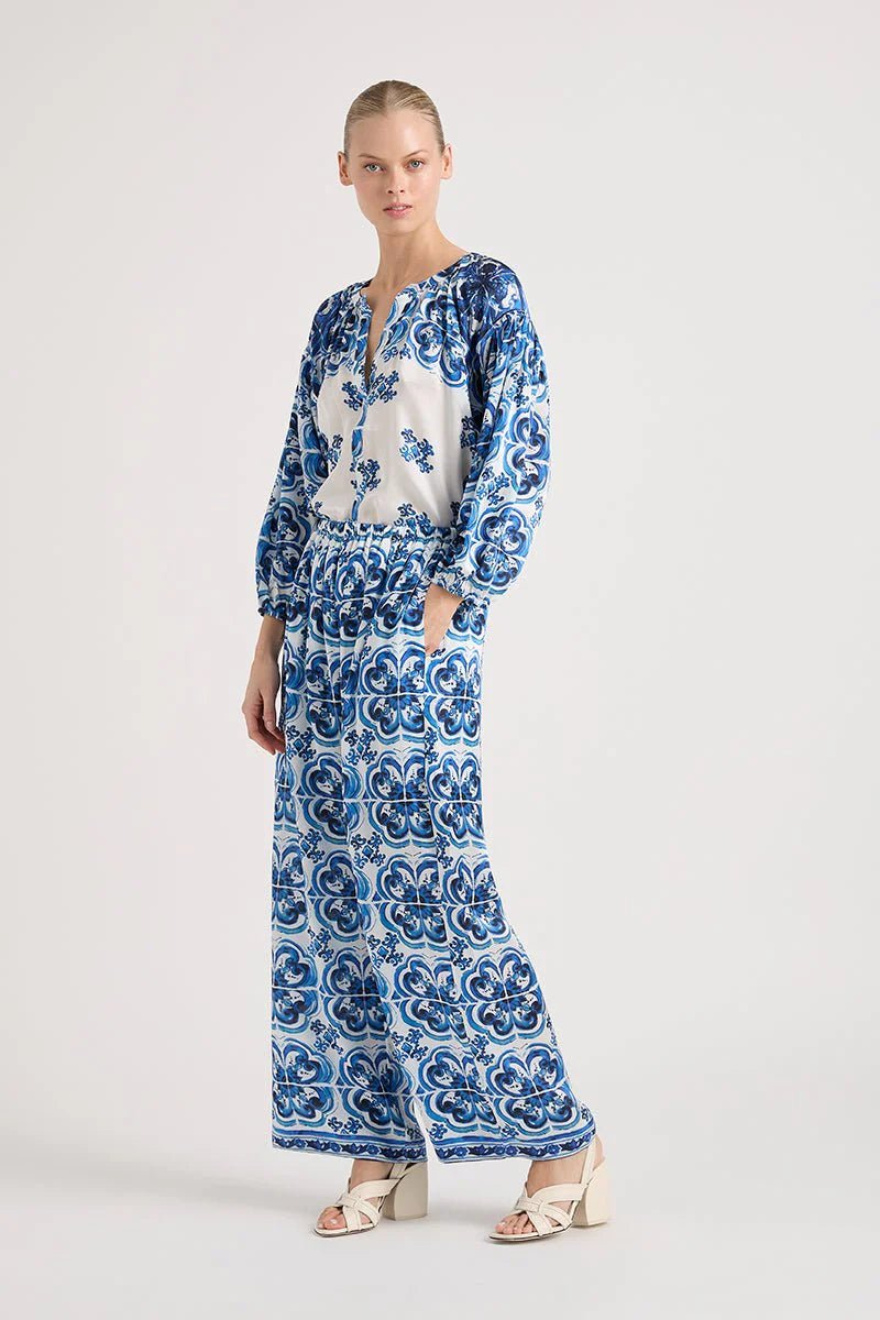 Shop Lola Silk Shirt | Blue/White - Lola Australia