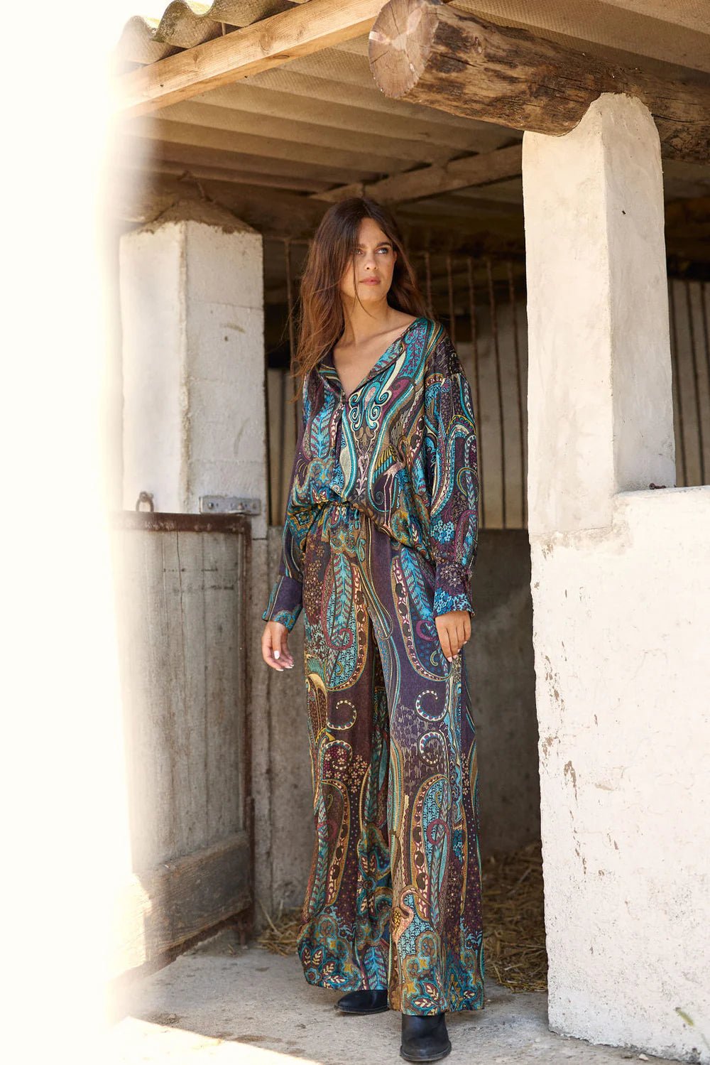 Shop Lorine Silk Pant in Lutetia Print - Lauren Vidal Paris