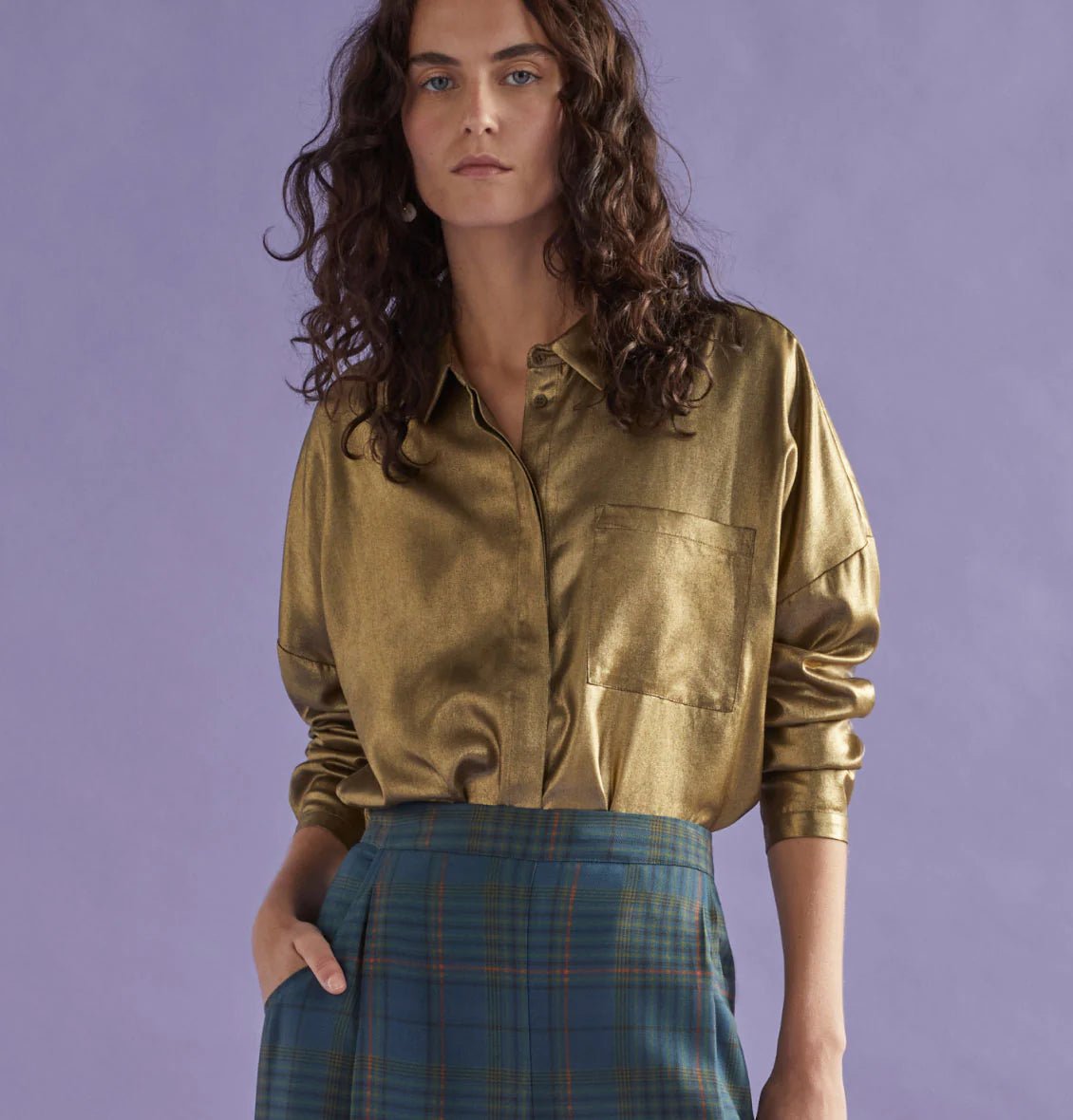 Shop Luche Metallic Shirt | Gold - Elk The Label