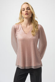 Shop Lurex Pleated Knit Straight Top - Joseph Ribkoff