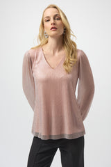 Joseph Ribkoff Lurex Pleated Knit Top