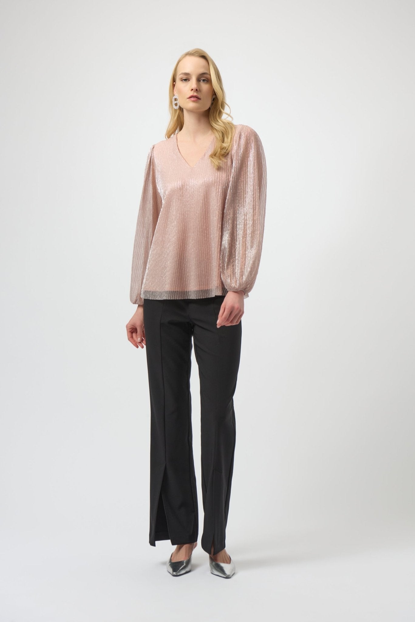 Shop Lurex Pleated Knit Straight Top - Joseph Ribkoff