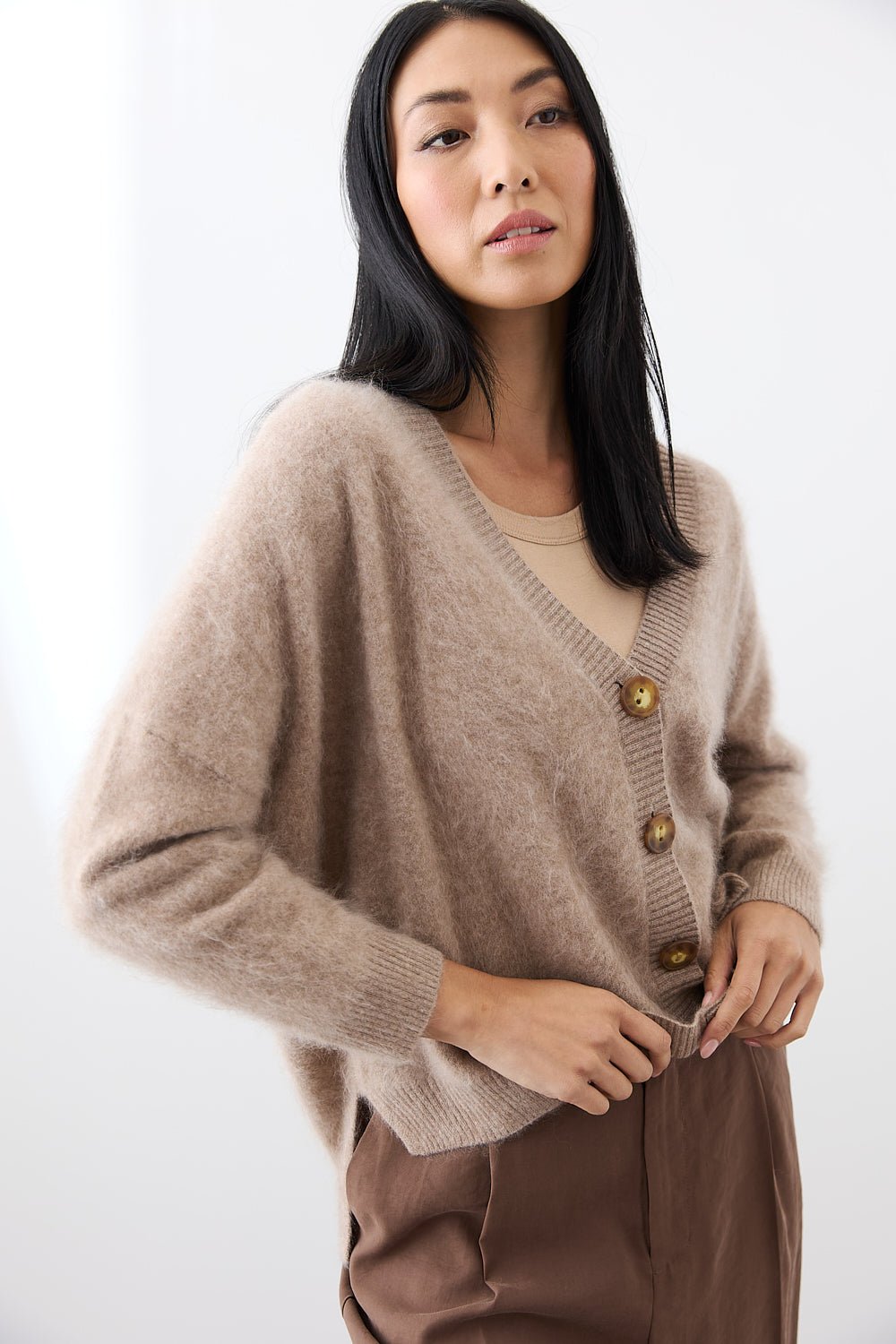 Shop Mae Cardi | Biscuit - Mia Fratino