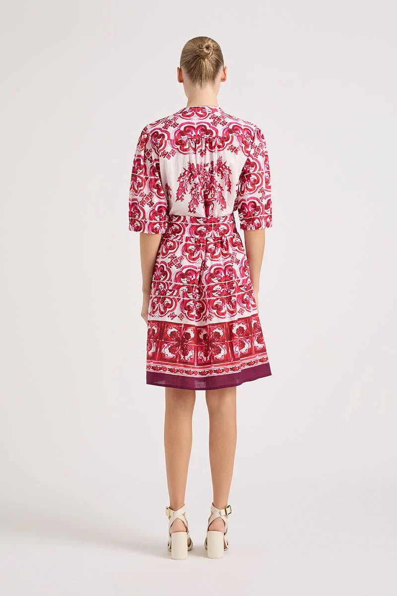 Shop Marilyn Ruby Button Cotton Dress - Lola Australia