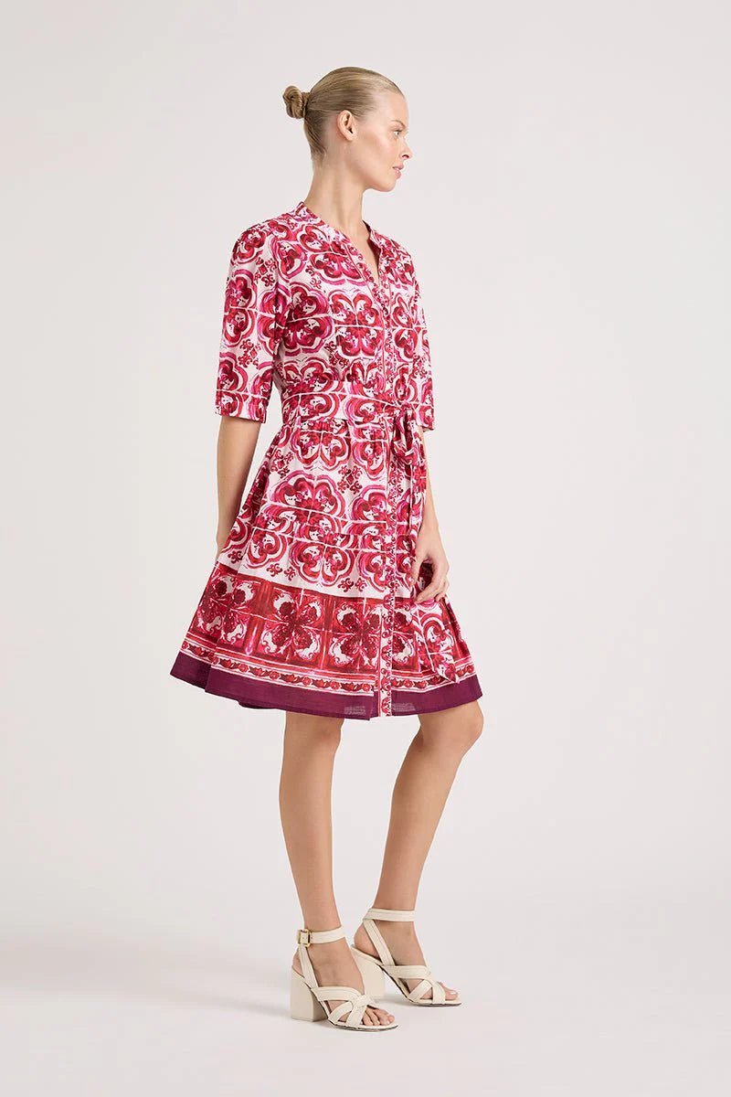 Shop Marilyn Ruby Button Cotton Dress - Lola Australia