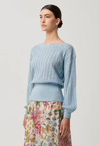 Shop Marley Merino Cotton Knit Top in Cornflower - OnceWas