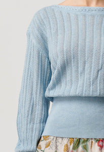 Shop Marley Merino Cotton Knit Top in Cornflower - OnceWas