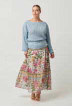 Shop Marley Merino Cotton Knit Top in Cornflower - OnceWas