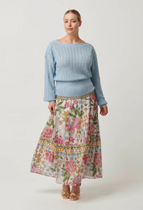 Shop Marley Merino Cotton Knit Top in Cornflower - OnceWas