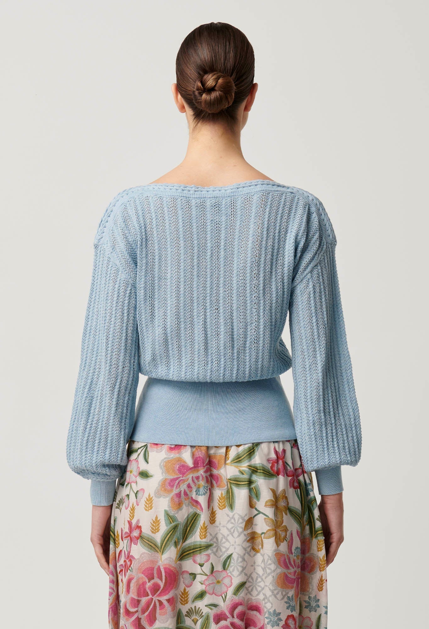 Shop Marley Merino Cotton Knit Top in Cornflower - OnceWas