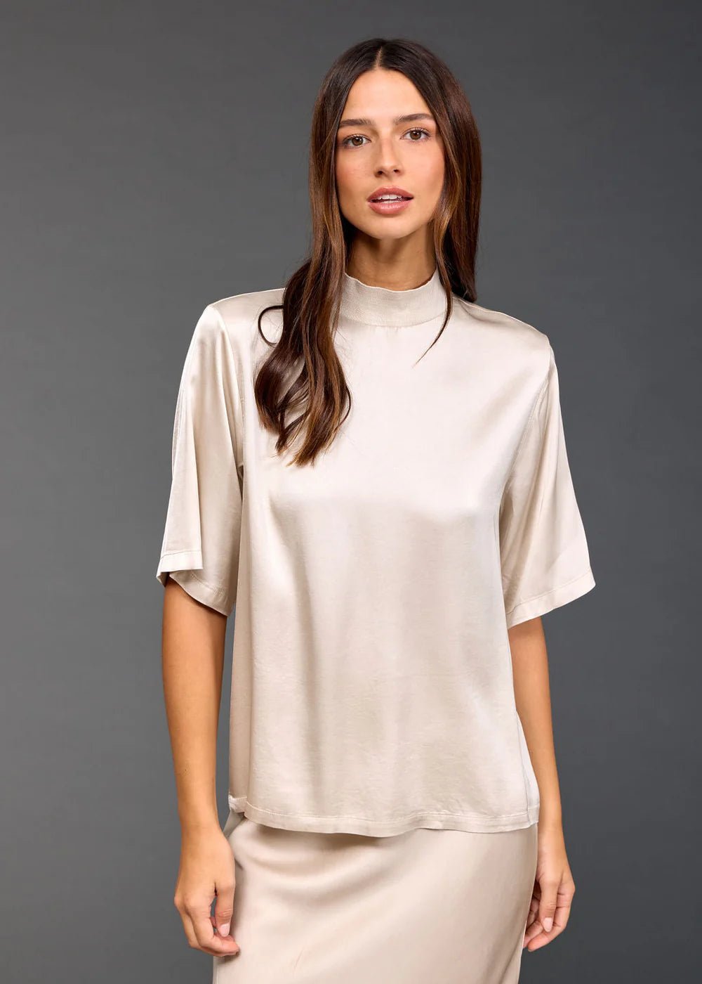 Shop Mattie High Neck Creme Top - Lauren Vidal Paris