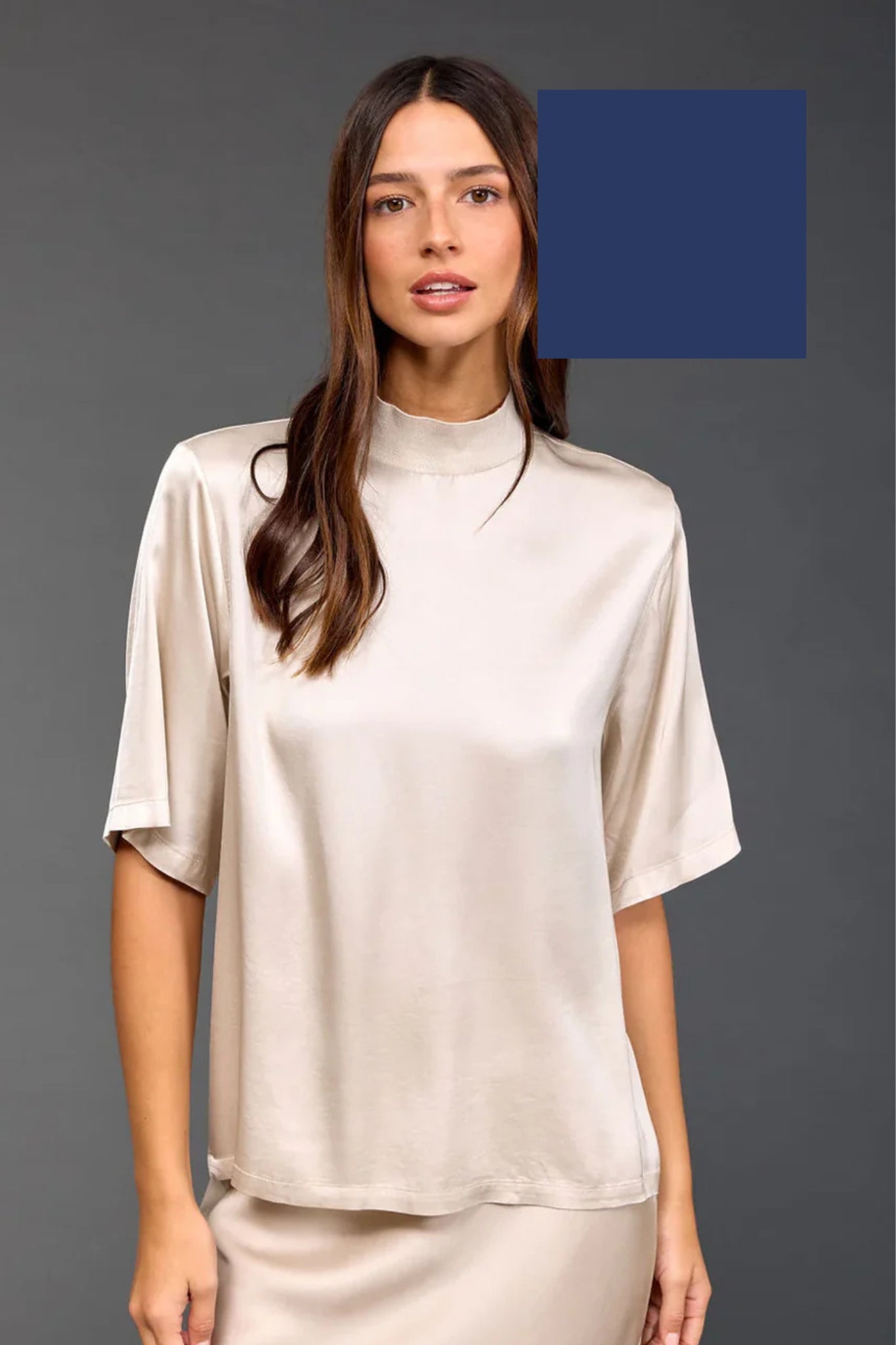 Shop Mattie High Neck Eclipse Blue Top - Lauren Vidal Paris