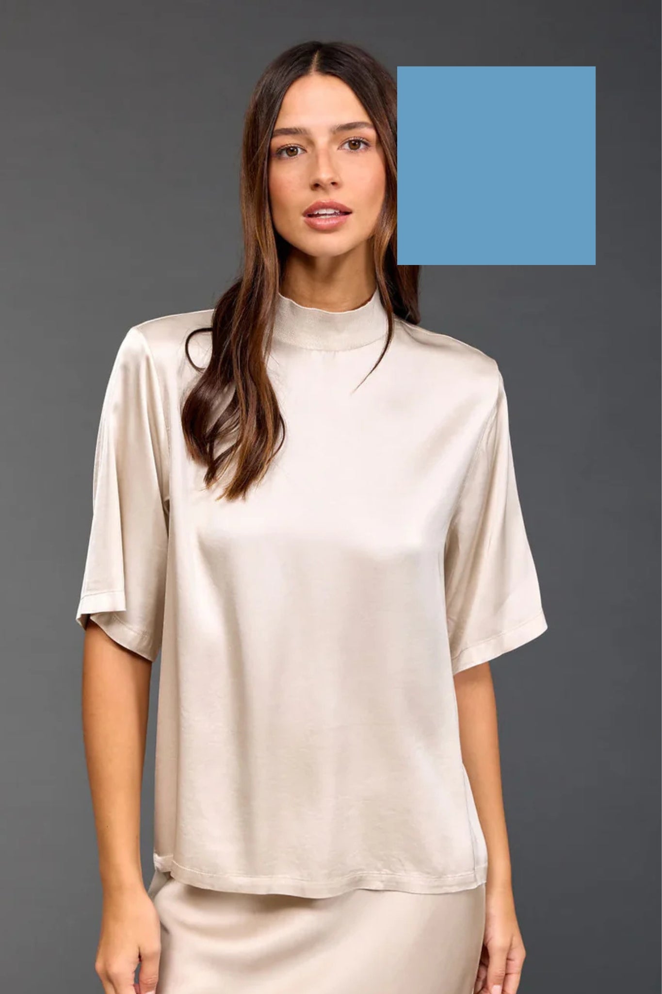 Shop Mattie High Neck Horizon Blue Top - Lauren Vidal Paris