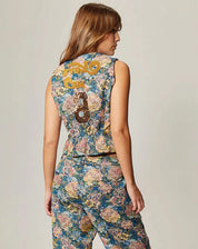 Shop Me369 Blair Rose Blue Jacquard Vest - Me369
