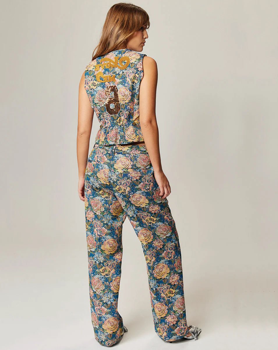 Shop Me369 Blair Rose Blue Jacquard Vest - Me369