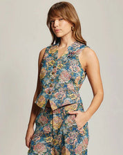 Shop Me369 Blair Rose Blue Jacquard Vest - Me369