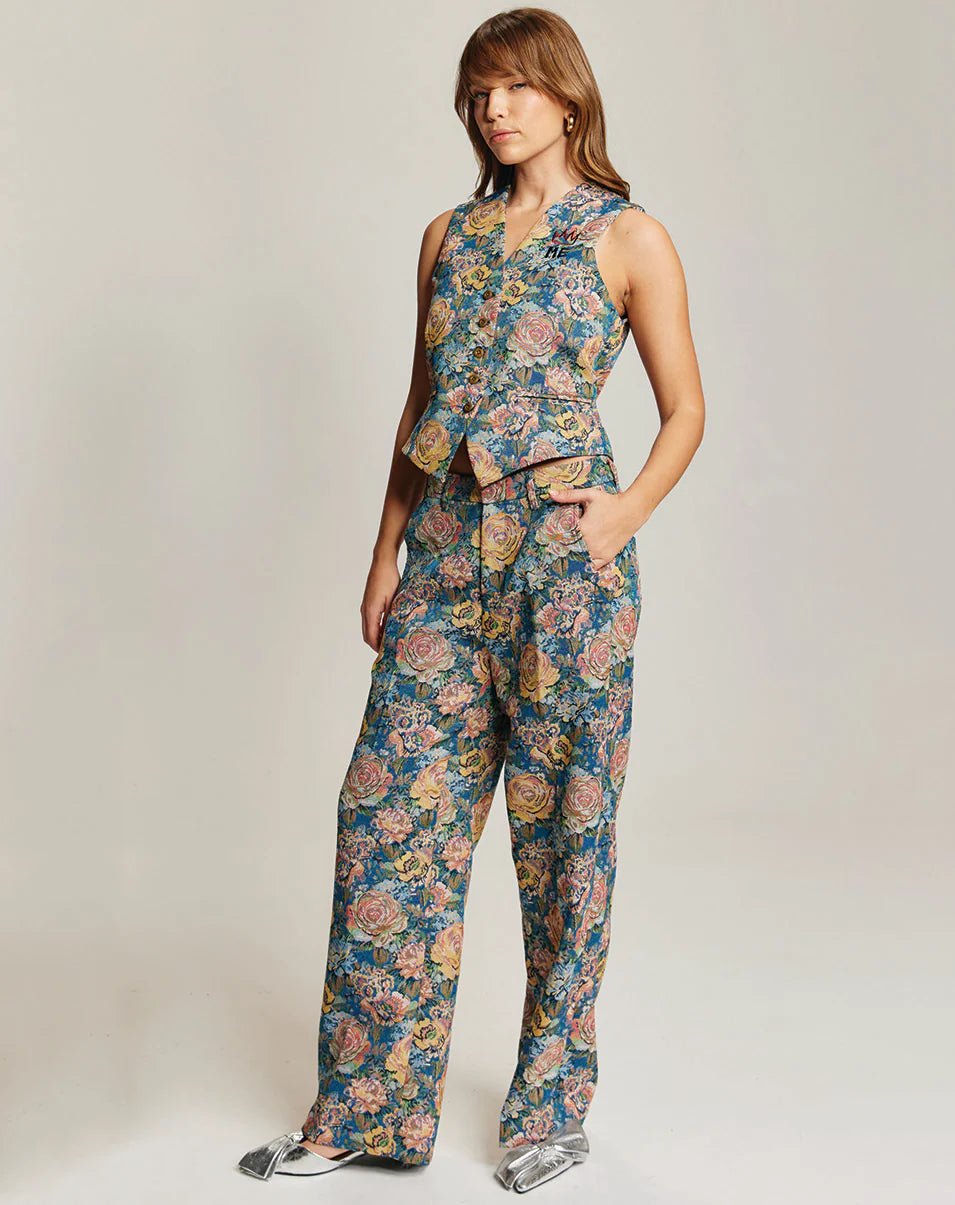 Shop Me369 Blair Rose Blue Jacquard Vest - Me369