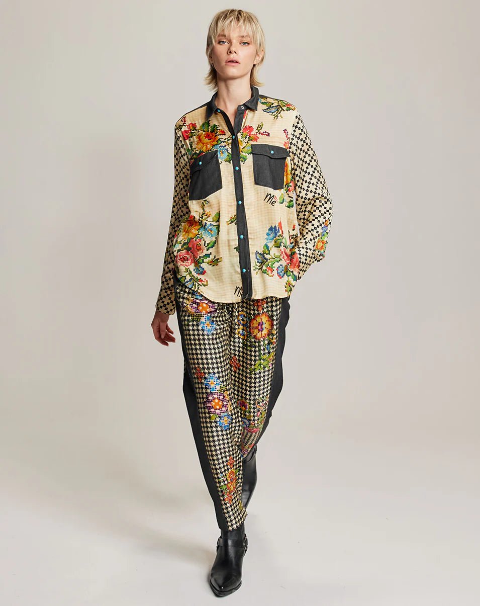 Shop Me369 Ember Black Denim Track Pants - Me369