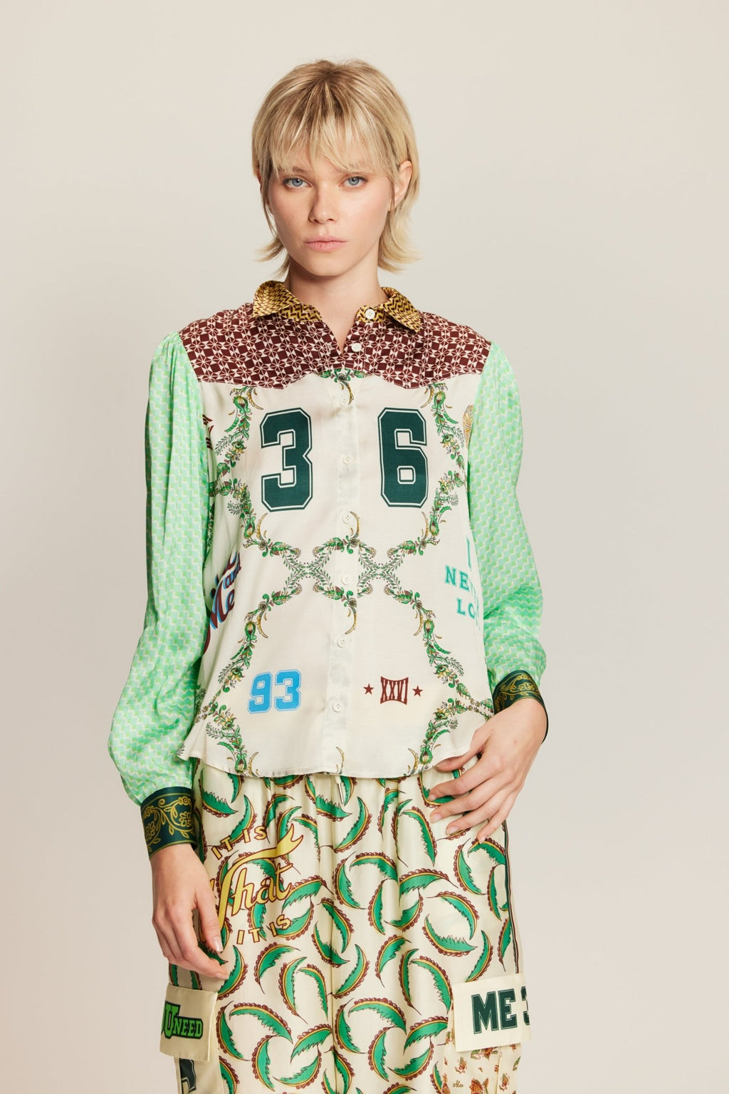 Shop Me369 Grace Sporty Jade Cropped Shirt - Me369