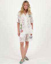 Shop Me369 Megan Lace Shirt with Knit Collar - Me369