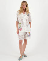 Me369 Megan Lace Shirt with Knit Collar