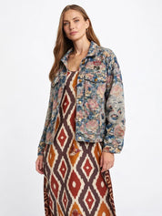 Shop Me369 Noelle Rose Blue Jacquard Jacket - Me369