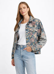 Shop Me369 Noelle Rose Blue Jacquard Jacket - Me369