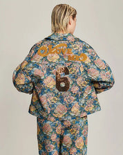 Shop Me369 Noelle Rose Blue Jacquard Jacket - Me369