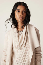 Shop Merino Long Wrap Cardigan | Antique White - Cable Melbourne