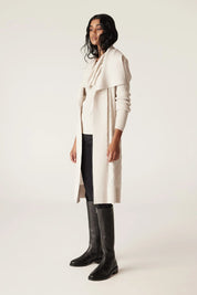 Shop Merino Long Wrap Cardigan | Antique White - Cable Melbourne