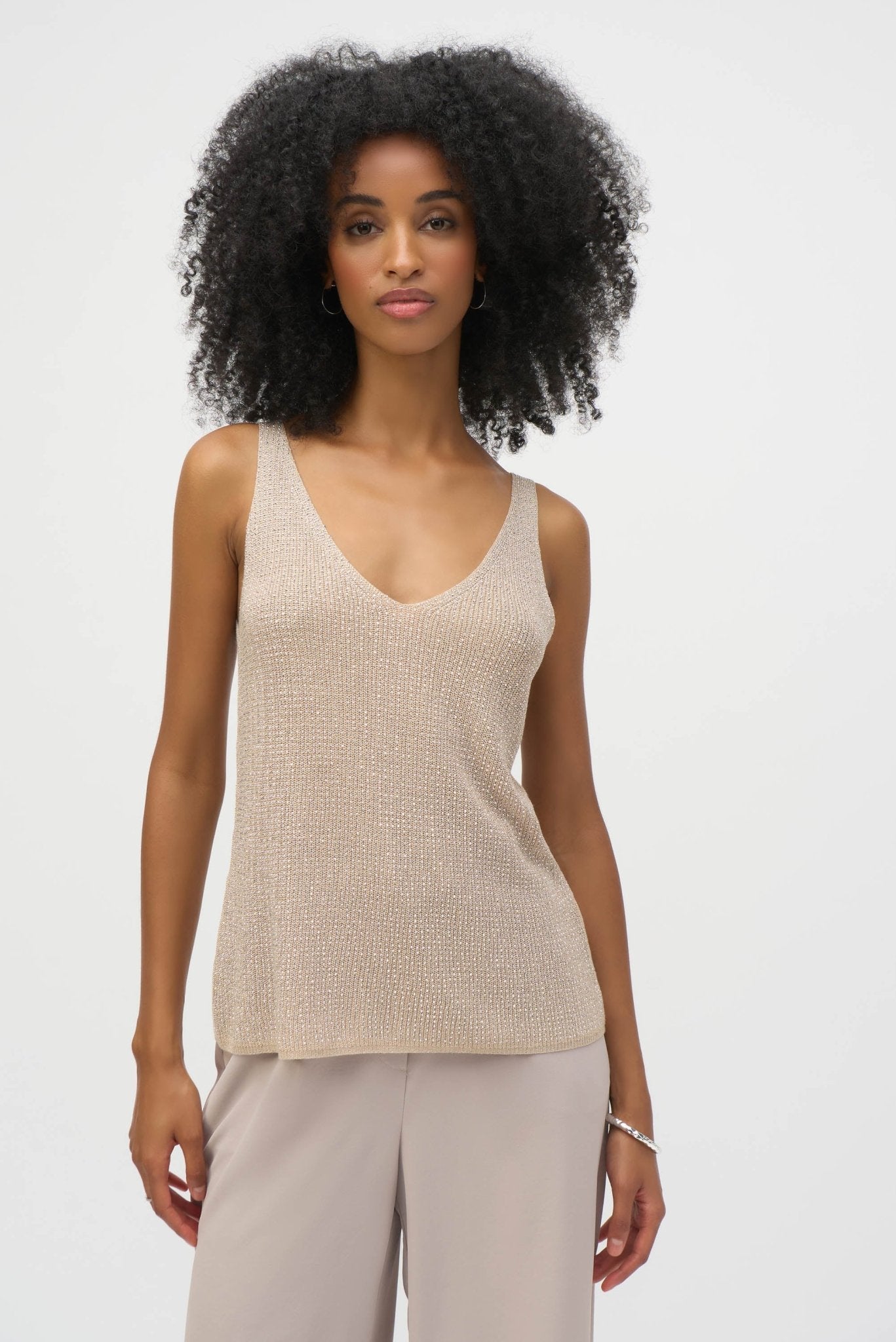 Shop Metallic Knitted Camisole with Rhinestones - Joseph Ribkoff