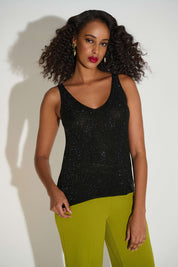 Shop Metallic Knitted Camisole with Rhinestones - Joseph Ribkoff