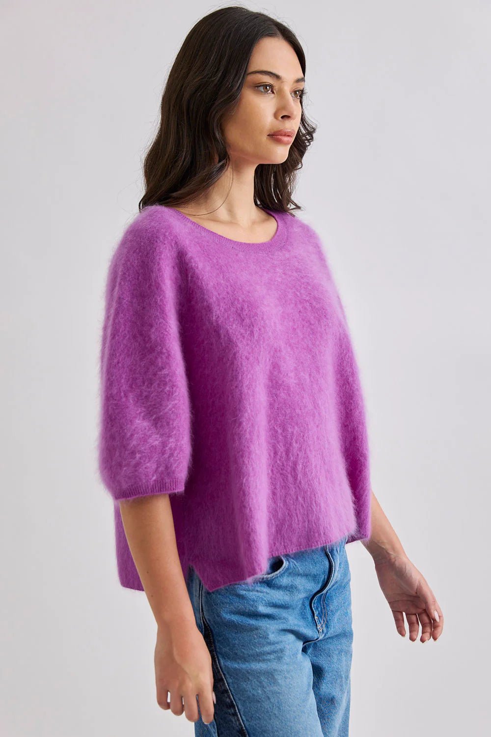 Shop Mia Fratino Eliza Brushed Cashmere/Merino Tee - Mia Fratino