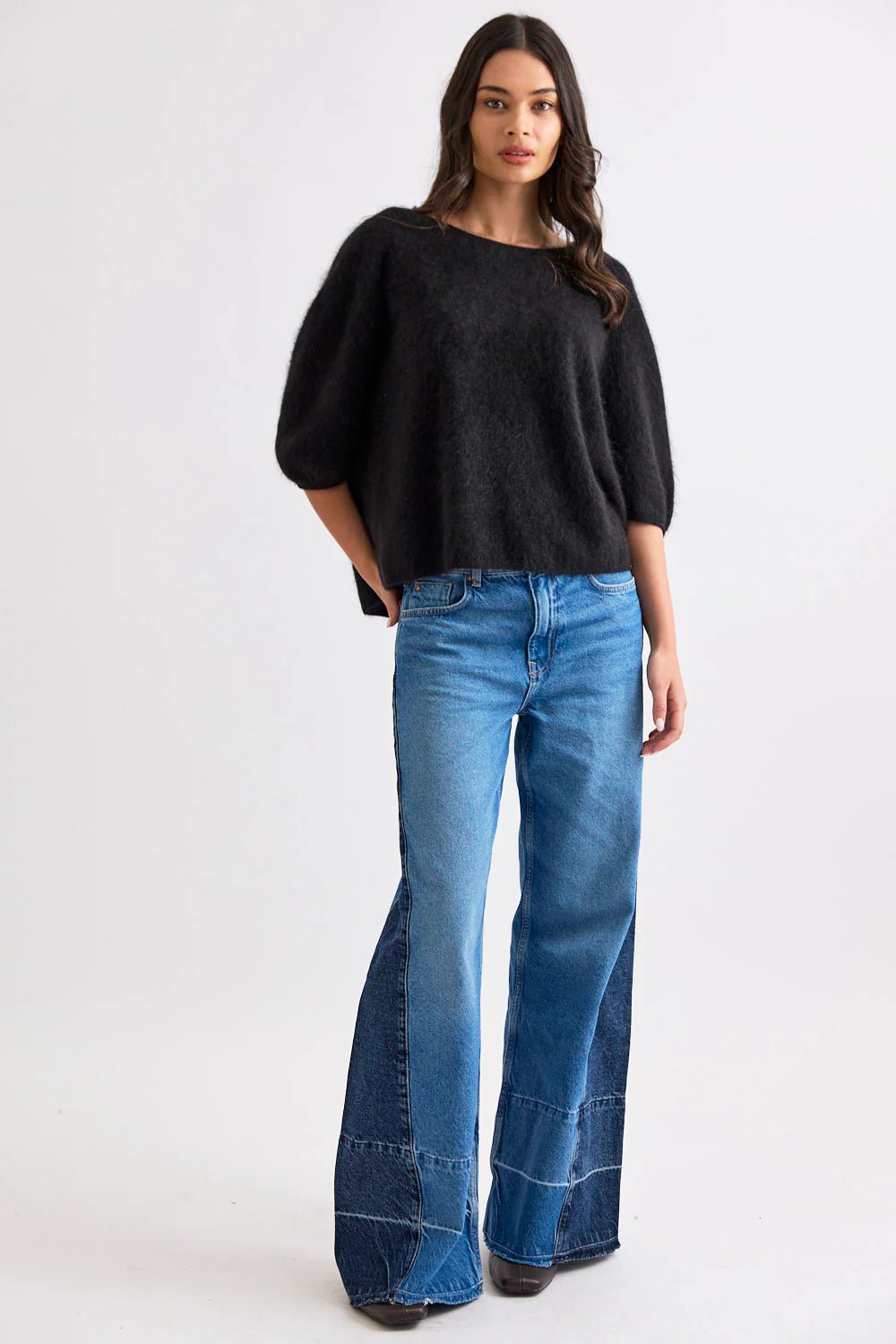 Shop Mia Fratino Eliza Brushed Cashmere/Merino Tee - Mia Fratino