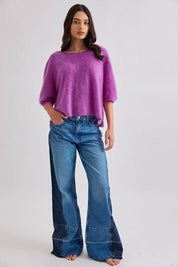 Shop Mia Fratino Eliza Brushed Cashmere/Merino Tee - Mia Fratino