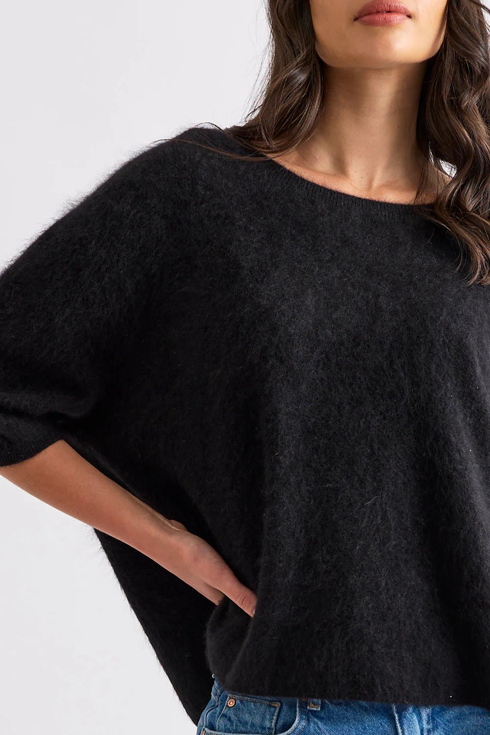 Shop Mia Fratino Eliza Brushed Cashmere/Merino Tee - Mia Fratino