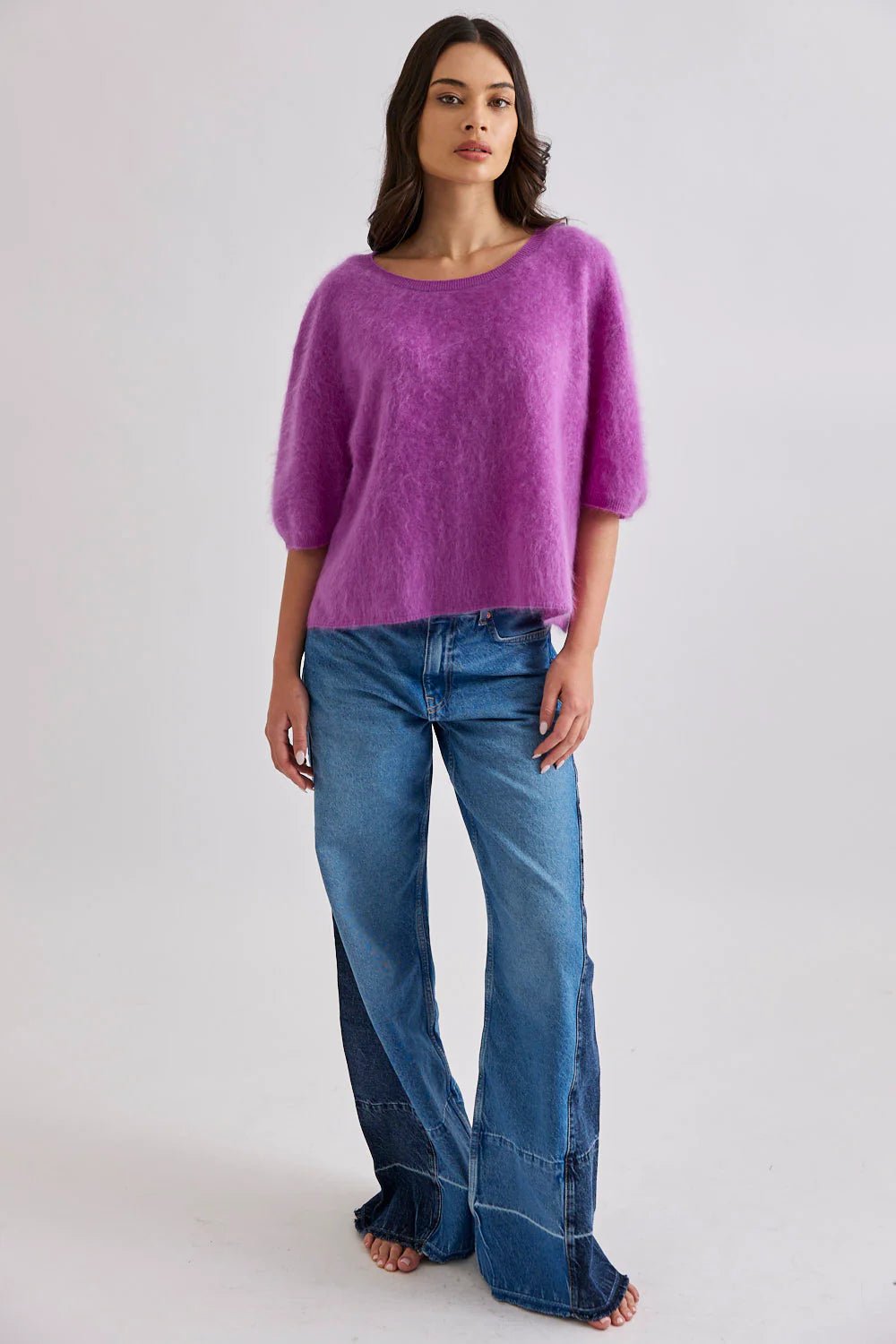 Shop Mia Fratino Eliza Brushed Cashmere/Merino Tee - Mia Fratino