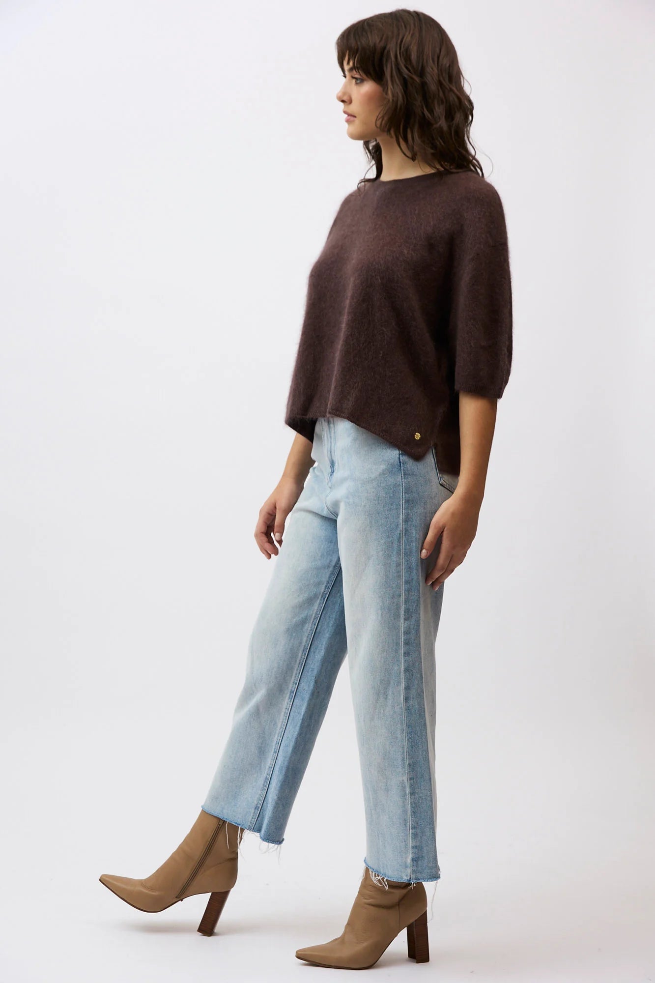 Shop Mia Fratino Eliza Brushed Cashmere/Merino Tee - Mia Fratino