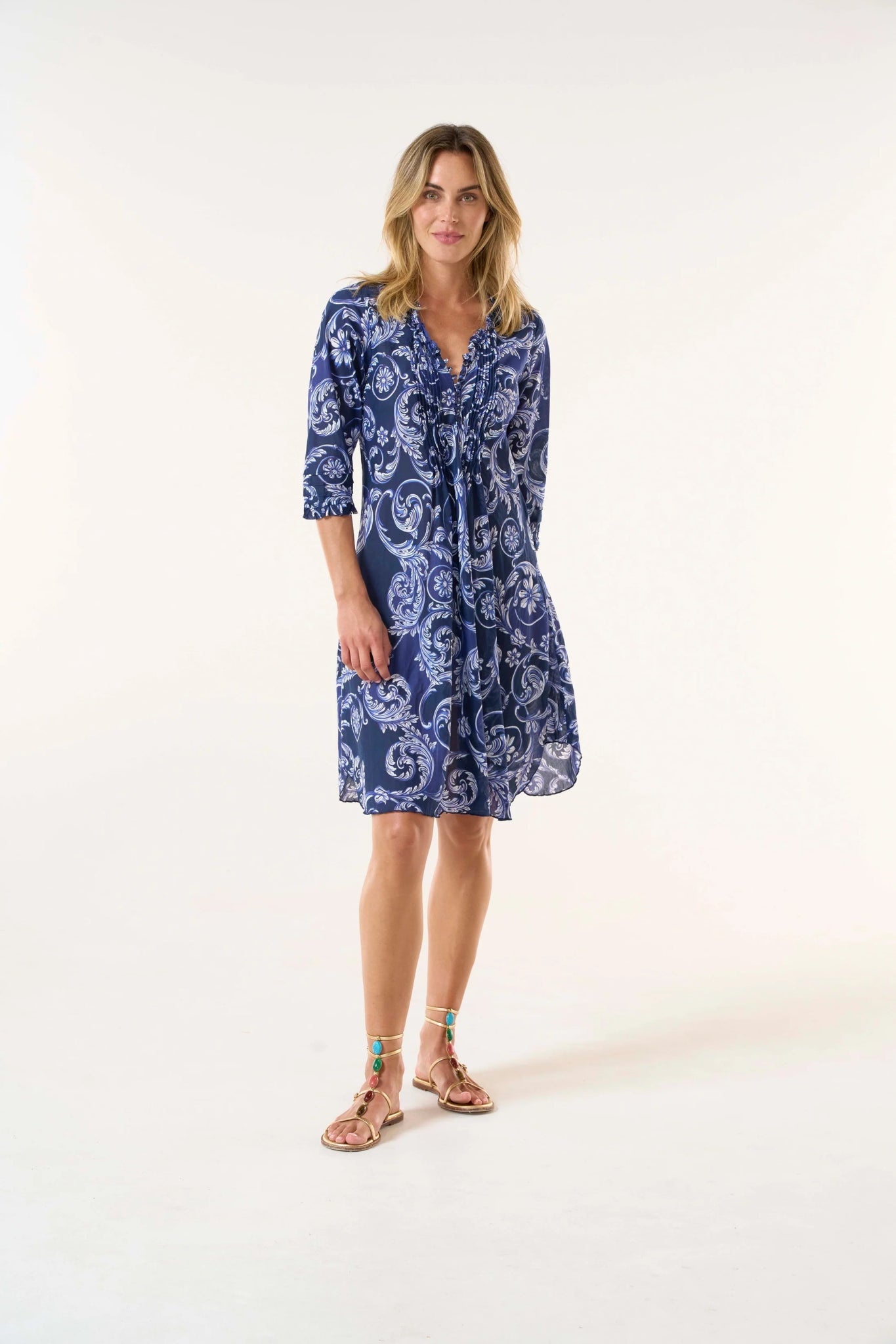 Shop Middy Poppy Cotton Dress Beko Navy | Navy - Oneseason Australia