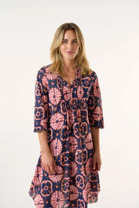 Shop Middy Poppy Cotton Dress Camogli | Coral - Oneseason Australia