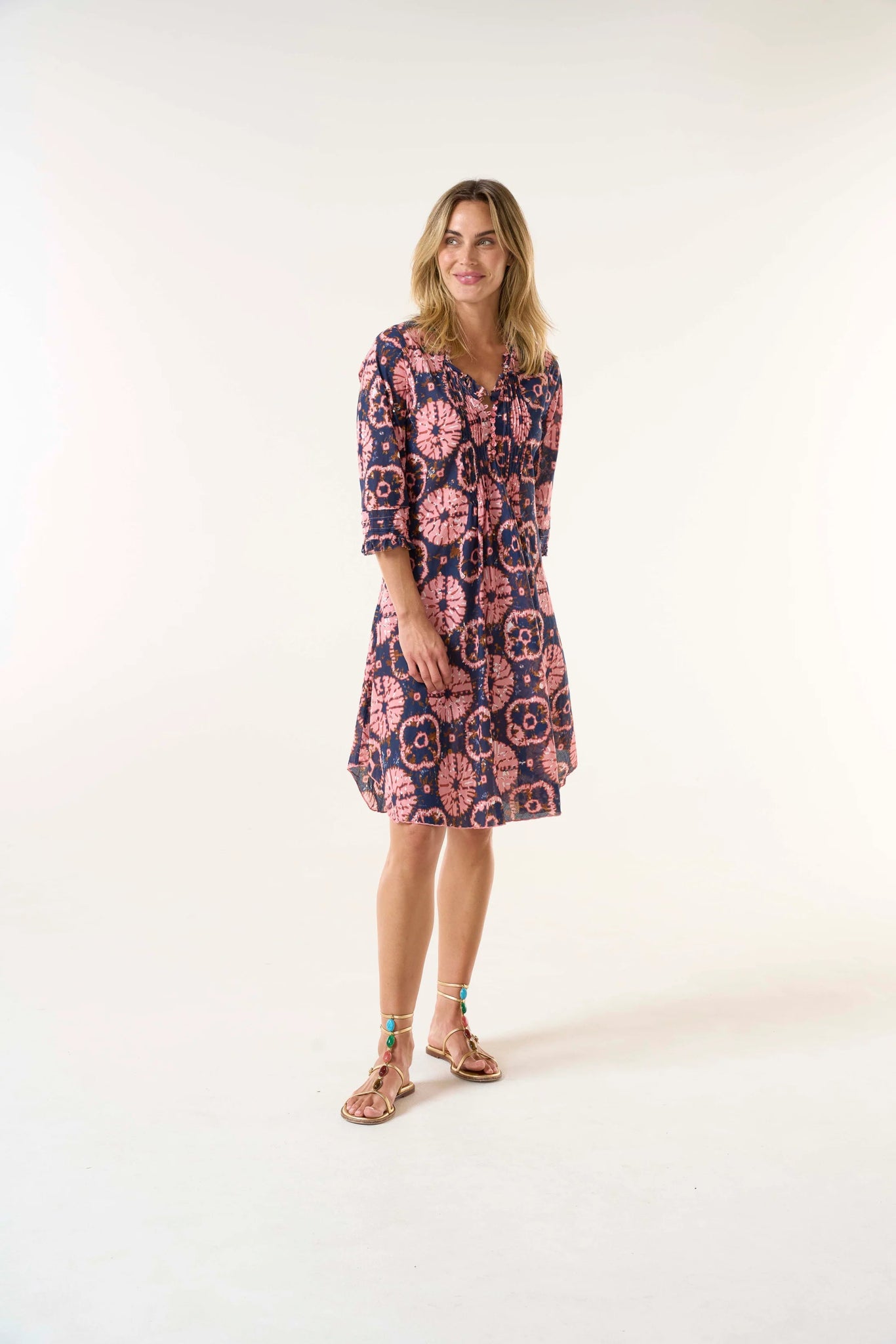 Shop Middy Poppy Cotton Dress Camogli | Coral - Oneseason Australia