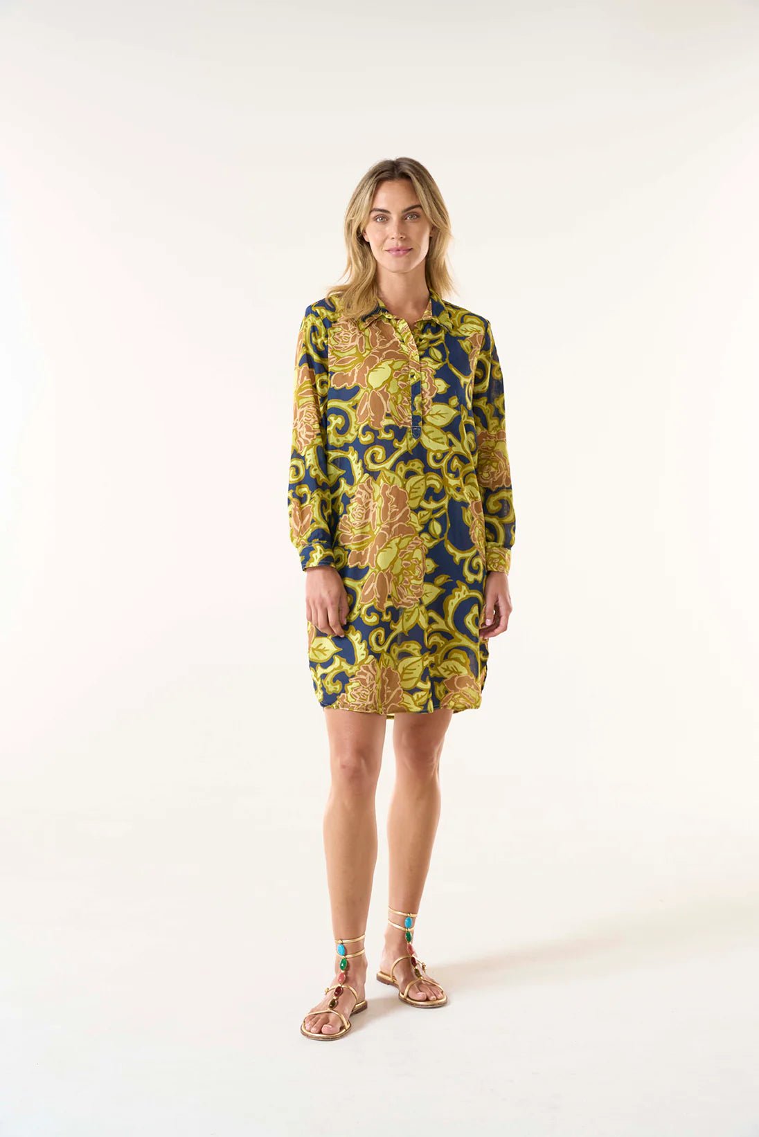 Shop Midi Gilli Cotton Dress in San Sebastian | Citrine - Oneseason Australia