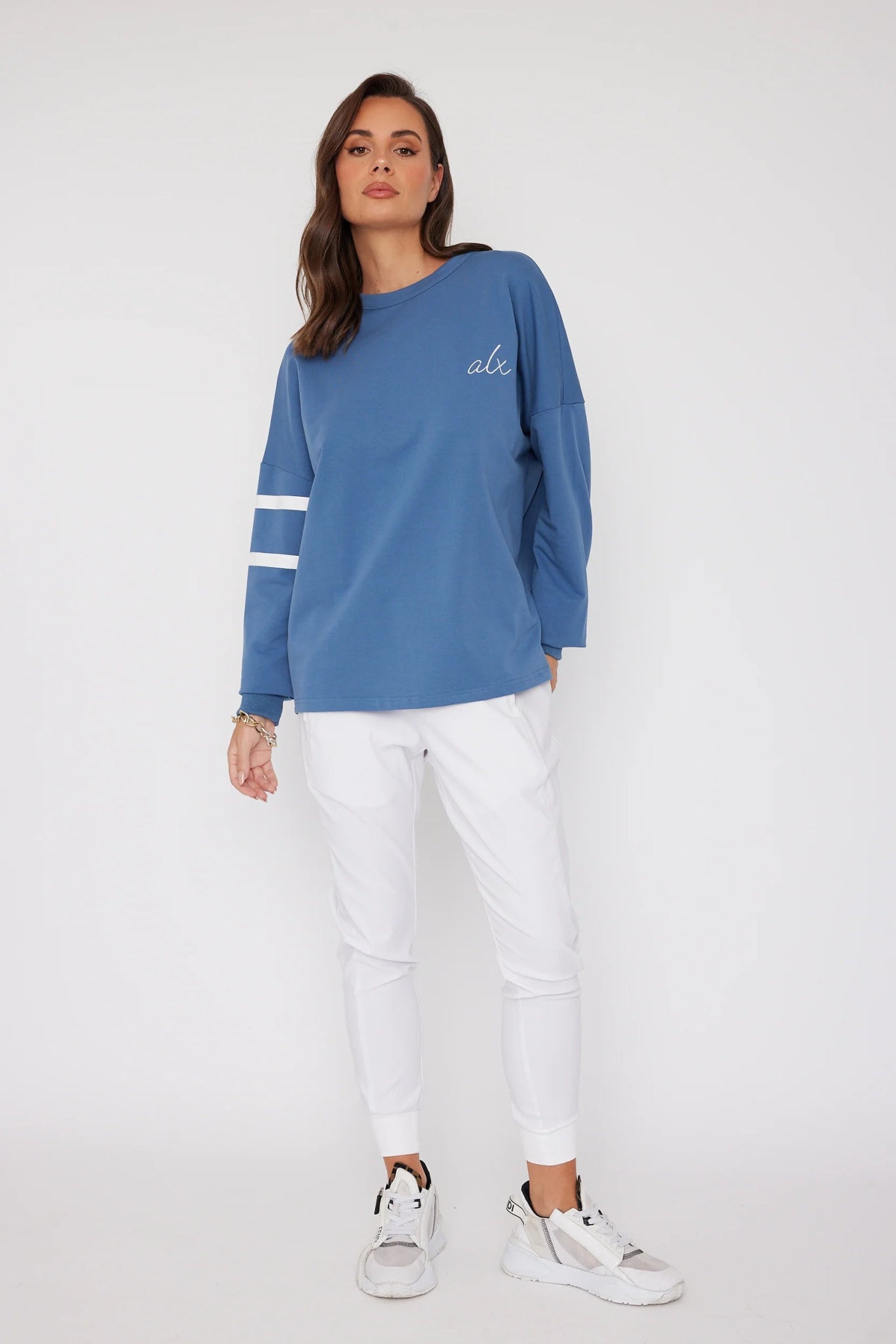 Shop Mila Crewneck | Dusty Blue - Alexandra Australia