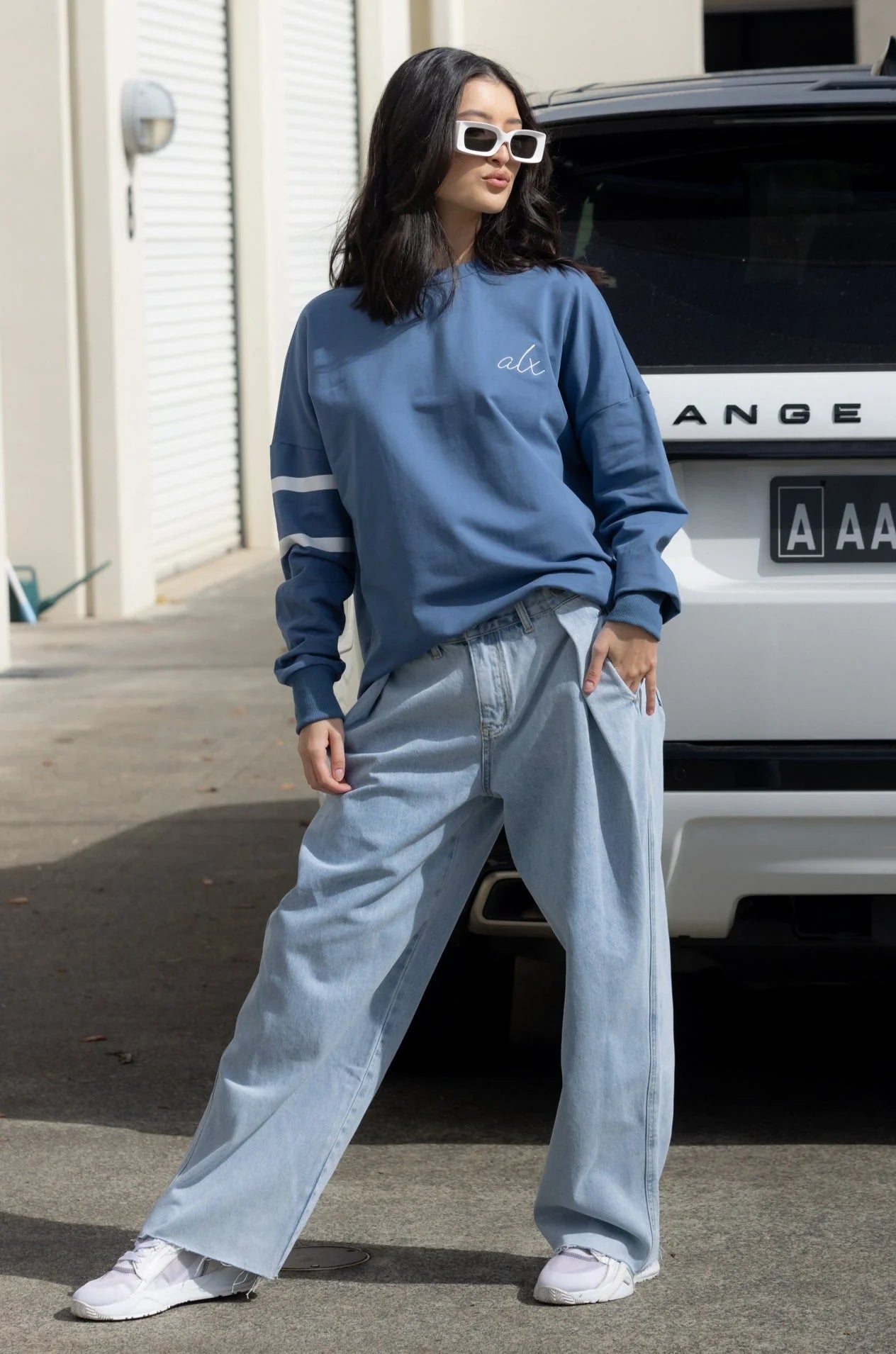 Shop Mila Crewneck | Dusty Blue - Alexandra Australia