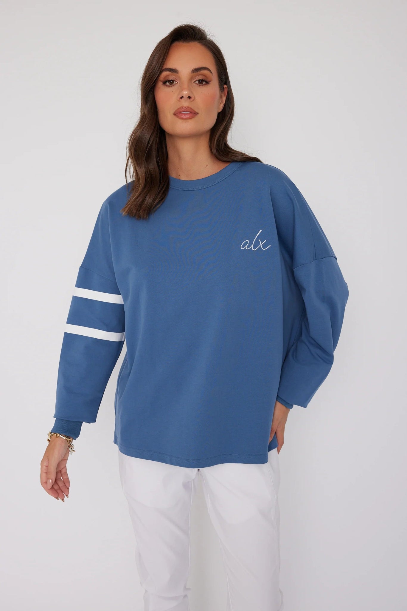 Shop Mila Crewneck | Dusty Blue - Alexandra Australia