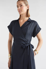 Shop Minnen Wrap Shirt Dress | Space Blue - Elk The Label