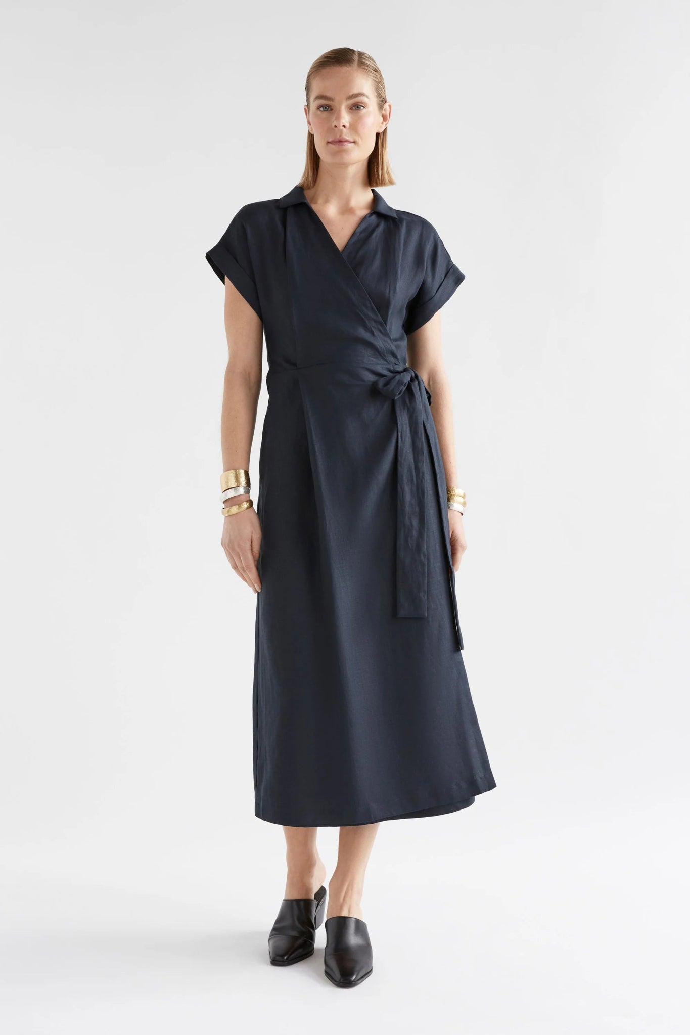 Shop Minnen Wrap Shirt Dress | Space Blue - Elk The Label