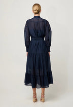 Shop Mirador Cotton Silk Maxi Dress in Night Sky - OnceWas